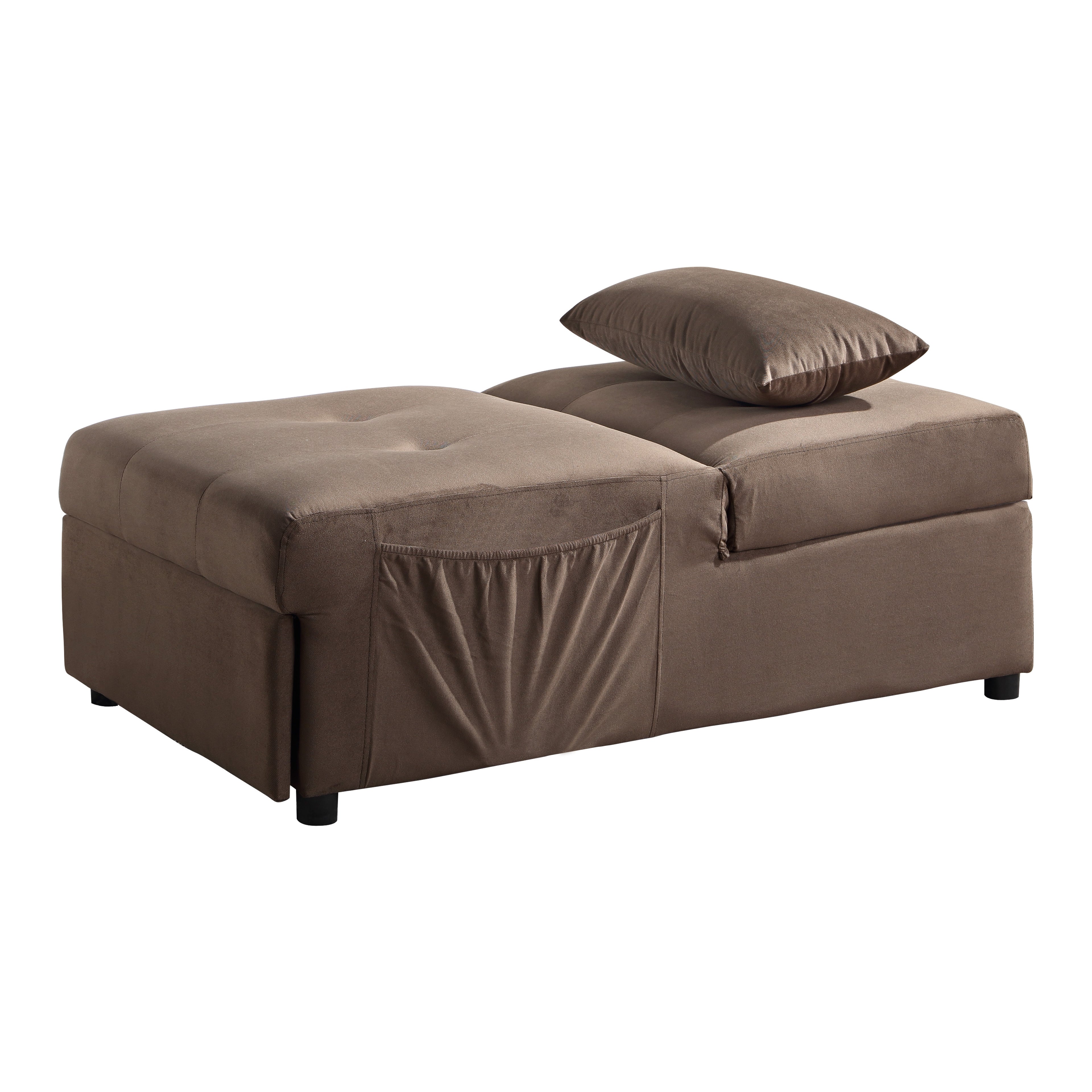 Garrell Brown Velvet Lift Top Storage Bench with Pull-out Bed - 4615-F2 - Bien Home Furniture &amp; Electronics