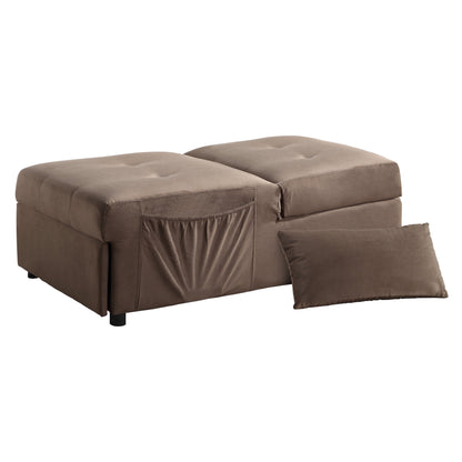 Garrell Brown Velvet Lift Top Storage Bench with Pull-out Bed - 4615-F2 - Bien Home Furniture &amp; Electronics