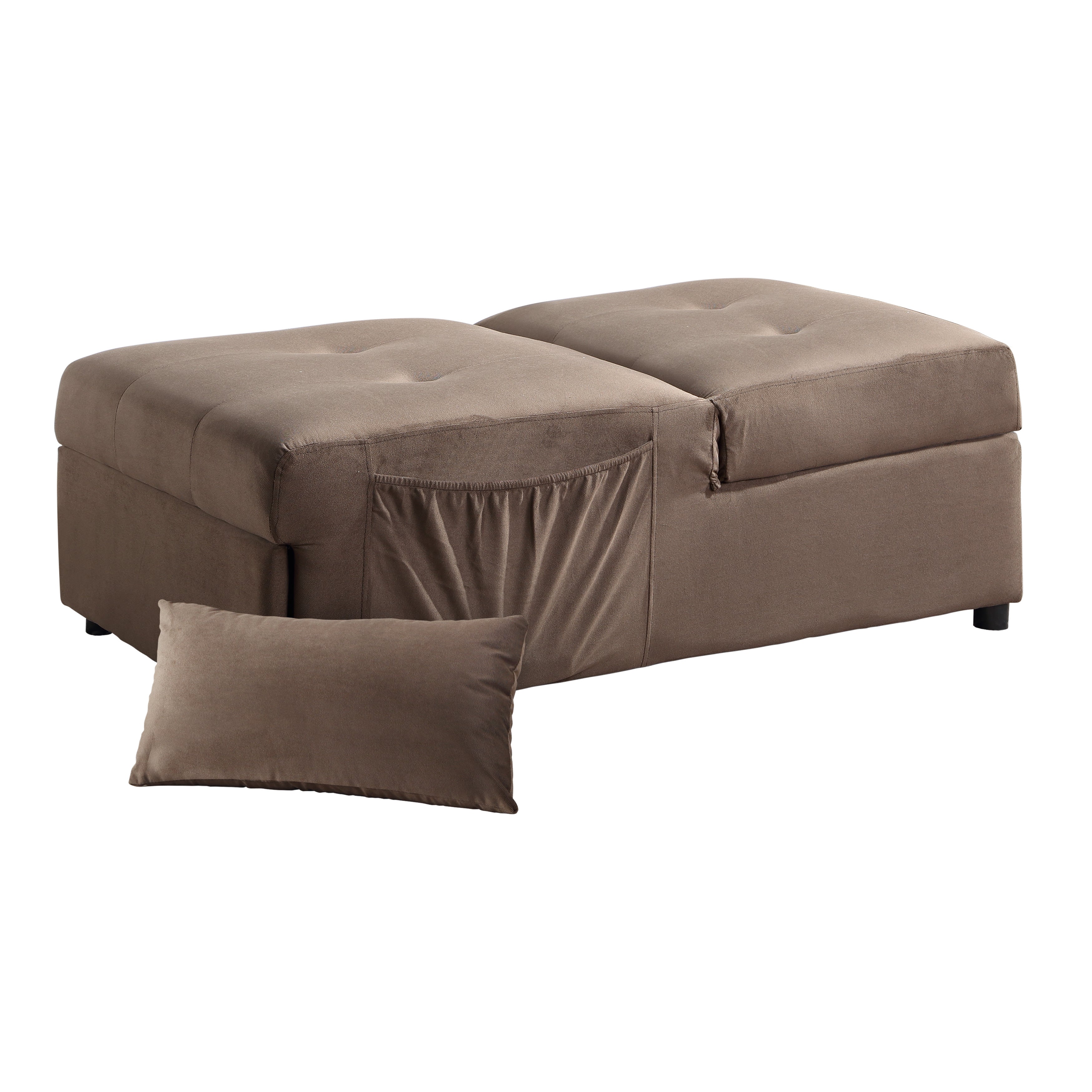 Garrell Brown Velvet Lift Top Storage Bench with Pull-out Bed - 4615-F2 - Bien Home Furniture &amp; Electronics