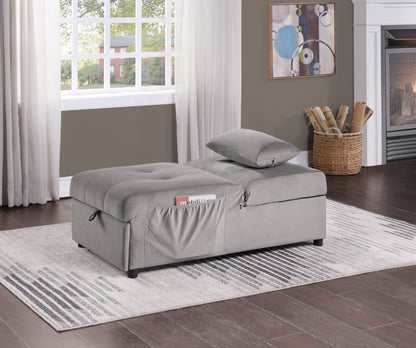 Garrell Brownish Gray Velvet Lift Top Storage Bench with Pull-out Bed - 4615-F4 - Bien Home Furniture &amp; Electronics