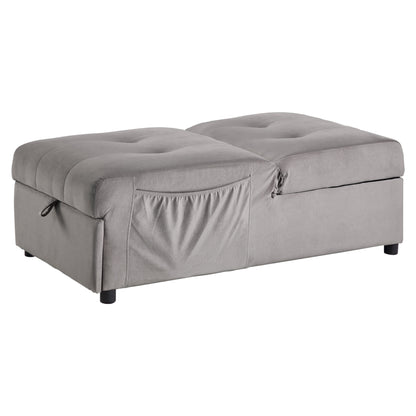 Garrell Brownish Gray Velvet Lift Top Storage Bench with Pull-out Bed - 4615-F4 - Bien Home Furniture &amp; Electronics