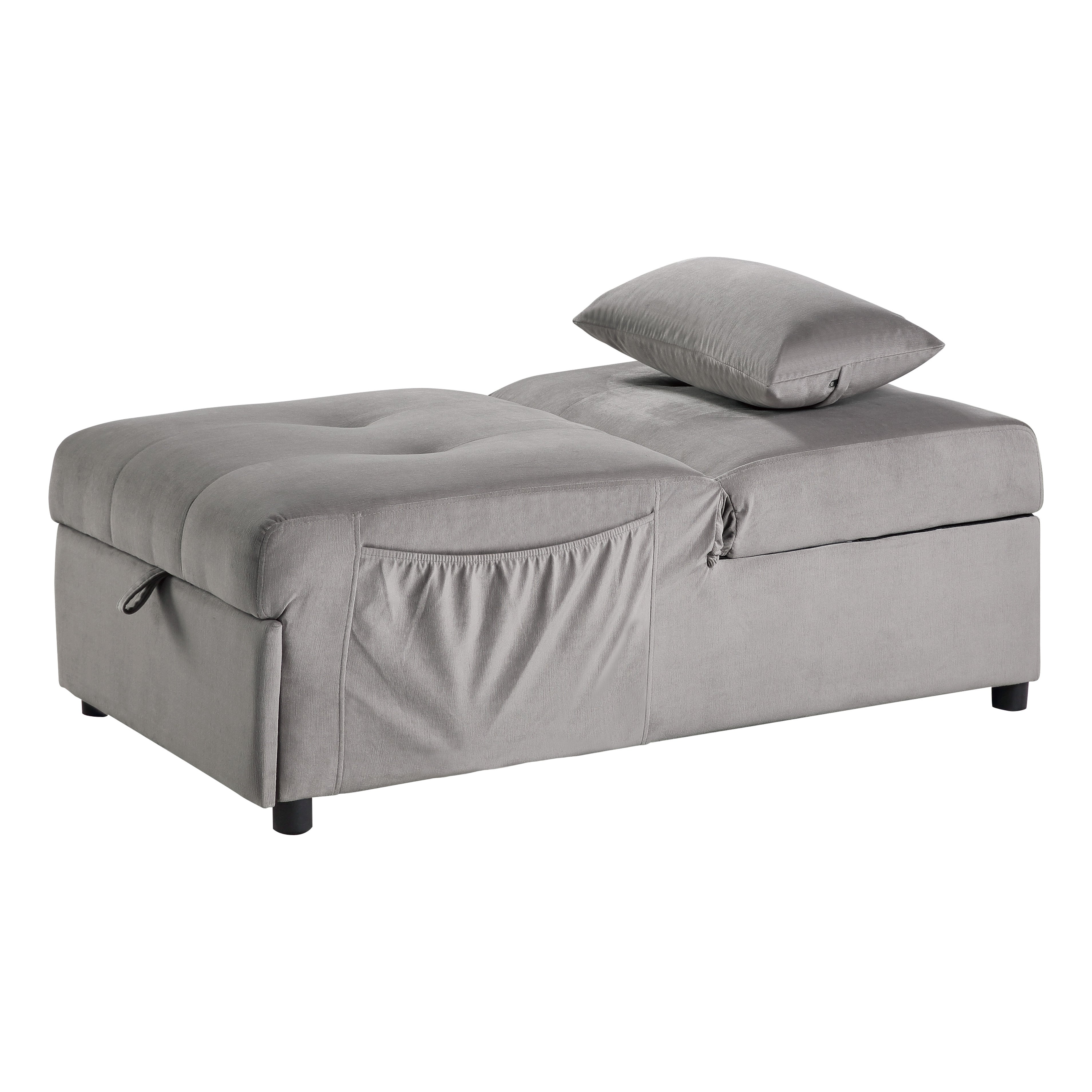 Garrell Brownish Gray Velvet Lift Top Storage Bench with Pull-out Bed - 4615-F4 - Bien Home Furniture &amp; Electronics