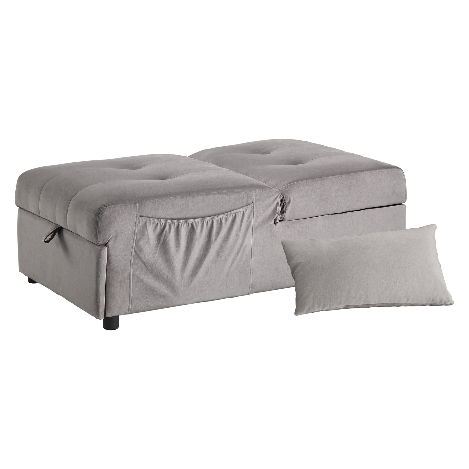 Garrell Brownish Gray Velvet Lift Top Storage Bench with Pull-out Bed - 4615-F4 - Bien Home Furniture &amp; Electronics