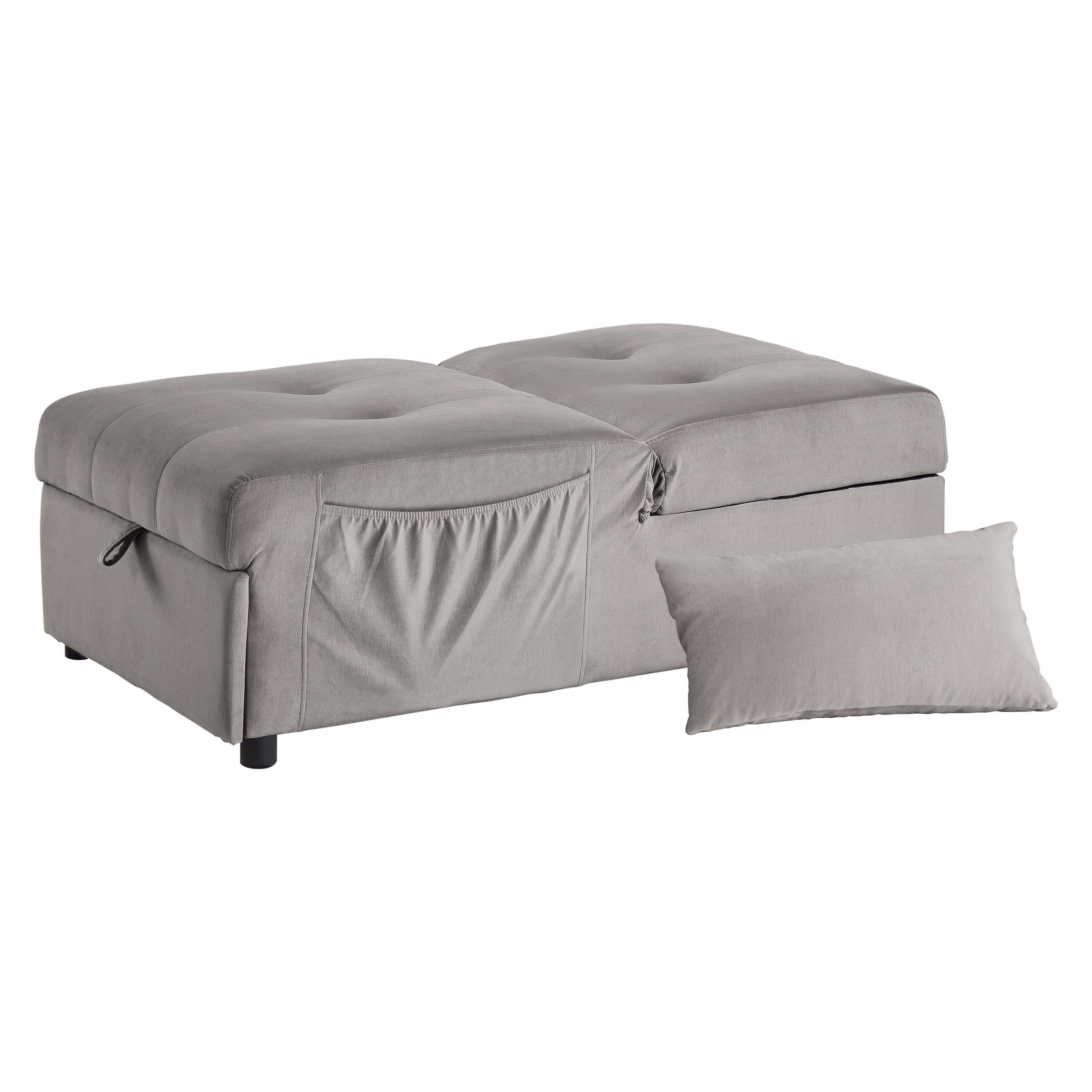 Garrell Brownish Gray Velvet Lift Top Storage Bench with Pull-out Bed - 4615-F4 - Bien Home Furniture &amp; Electronics