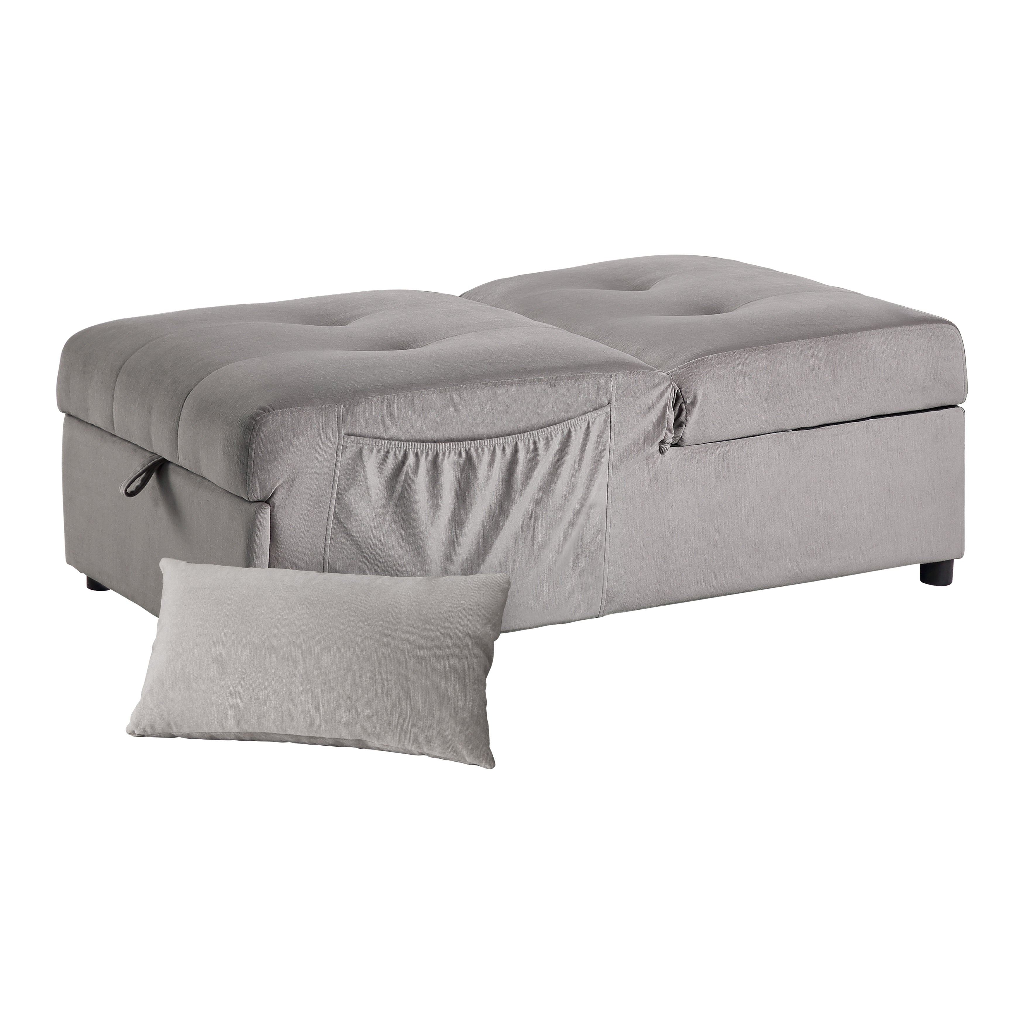 Garrell Brownish Gray Velvet Lift Top Storage Bench with Pull-out Bed - 4615-F4 - Bien Home Furniture &amp; Electronics