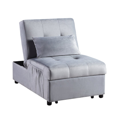 Garrell Gray Velvet Lift Top Storage Bench with Pull-out Bed - 4615-F3 - Bien Home Furniture &amp; Electronics