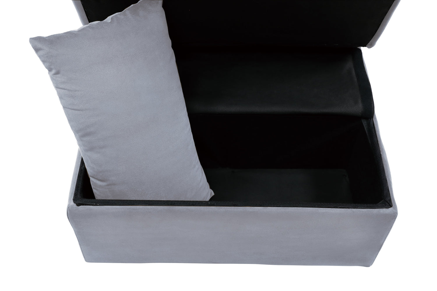 Garrell Gray Velvet Lift Top Storage Bench with Pull-out Bed - 4615-F3 - Bien Home Furniture &amp; Electronics