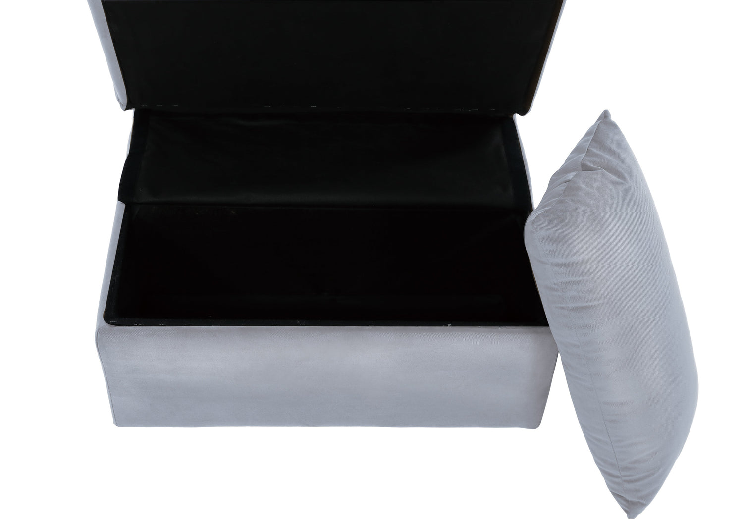 Garrell Gray Velvet Lift Top Storage Bench with Pull-out Bed - 4615-F3 - Bien Home Furniture &amp; Electronics