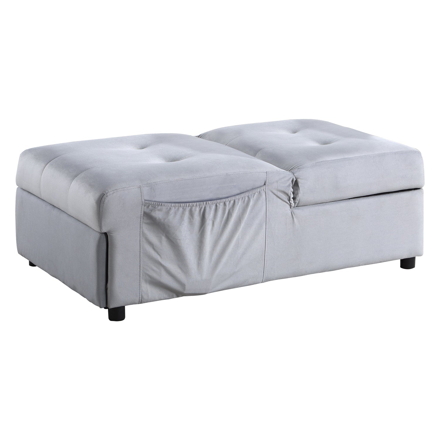 Garrell Gray Velvet Lift Top Storage Bench with Pull-out Bed - 4615-F3 - Bien Home Furniture &amp; Electronics