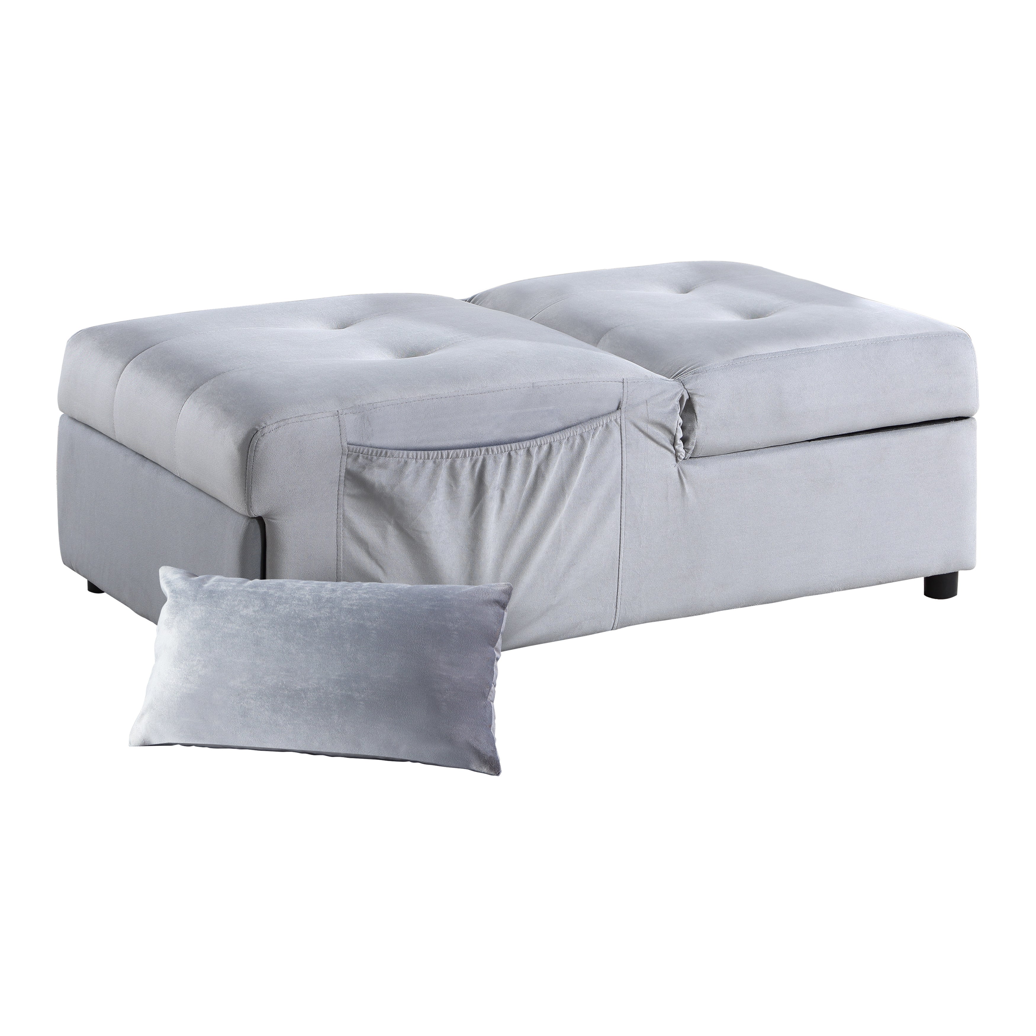 Garrell Gray Velvet Lift Top Storage Bench with Pull-out Bed - 4615-F3 - Bien Home Furniture &amp; Electronics