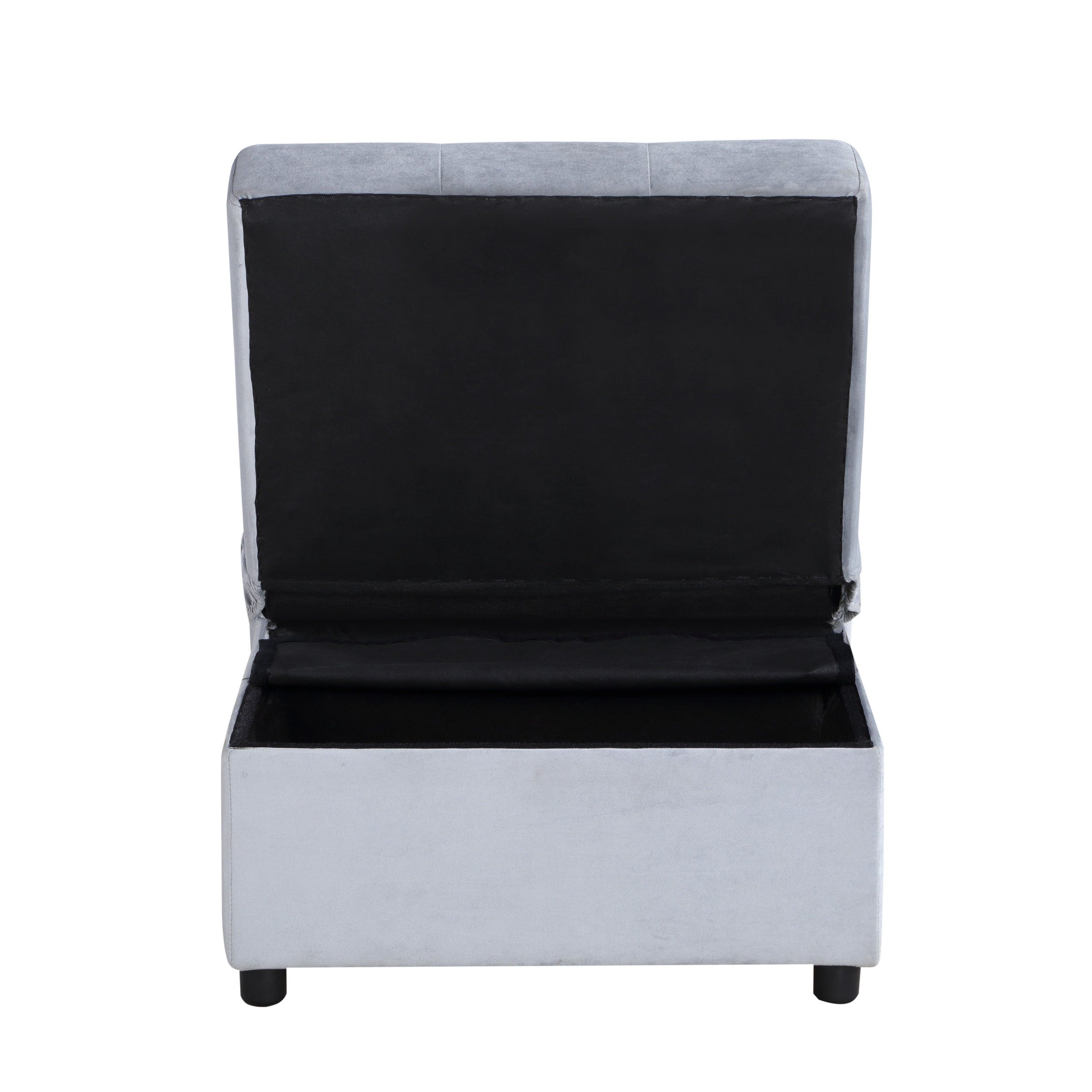 Garrell Gray Velvet Lift Top Storage Bench with Pull-out Bed - 4615-F3 - Bien Home Furniture &amp; Electronics