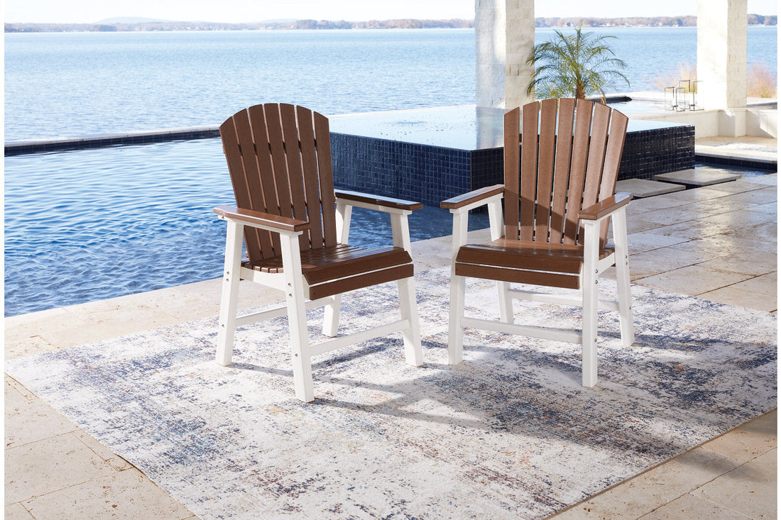 Genesis Bay Brown/White Outdoor Dining Arm Chair, Set of 2 - P212-601A - Bien Home Furniture &amp; Electronics