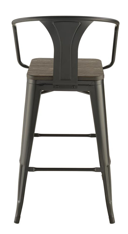 Geneva Dark Elm/Matte Black Wooden Seat Bar Stools, Set of 2 - 100737 - Bien Home Furniture &amp; Electronics