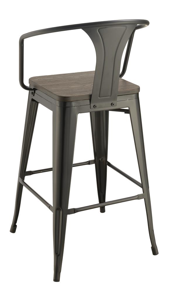 Geneva Dark Elm/Matte Black Wooden Seat Bar Stools, Set of 2 - 100737 - Bien Home Furniture &amp; Electronics