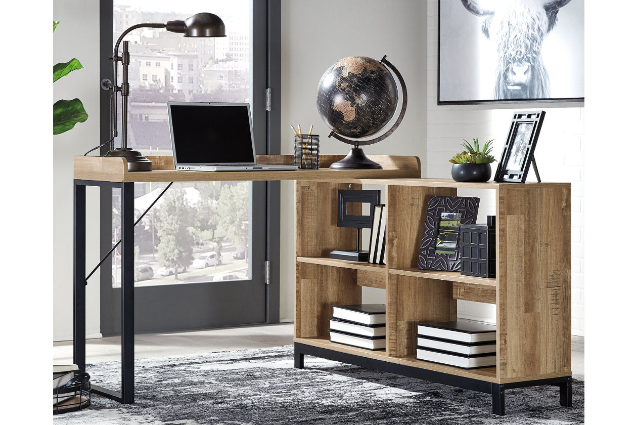 Gerdanet Light Brown/Black Home Office L-Desk - H320-24 - Bien Home Furniture &amp; Electronics