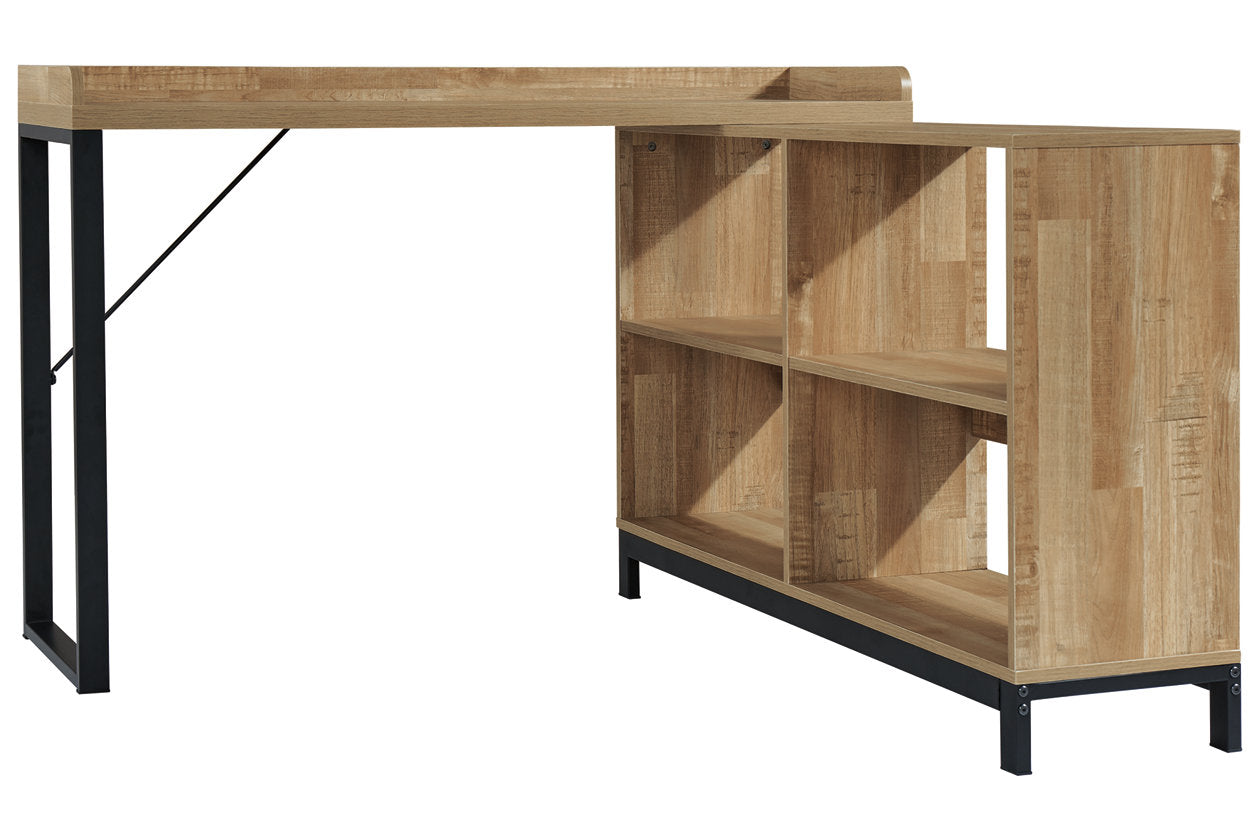 Gerdanet Light Brown/Black Home Office L-Desk - H320-24 - Bien Home Furniture &amp; Electronics