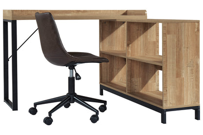 Gerdanet Light Brown/Black Home Office L-Desk - H320-24 - Bien Home Furniture &amp; Electronics