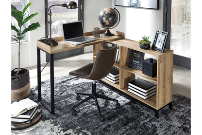 Gerdanet Light Brown/Black Home Office L-Desk - H320-24 - Bien Home Furniture &amp; Electronics