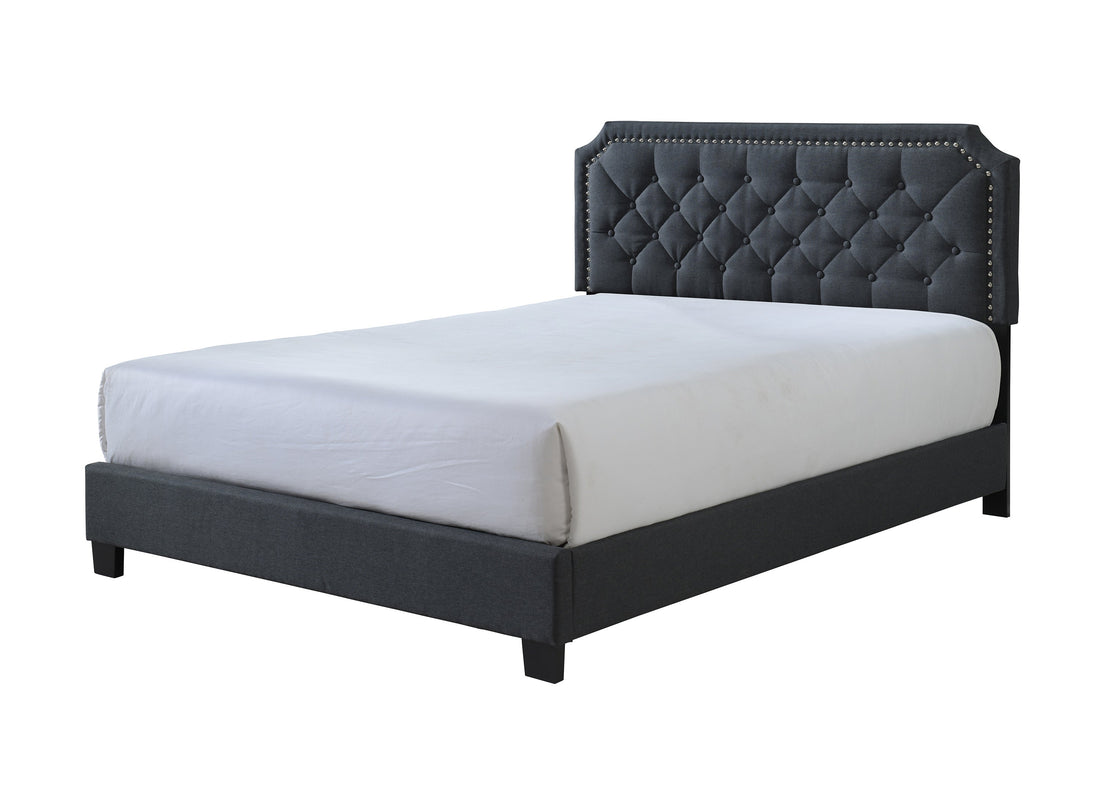 Gerri Charcoal King Upholstered Panel Bed - SET | 5090-K-HBFB-NH | 5090-KQ-RAIL - Bien Home Furniture &amp; Electronics