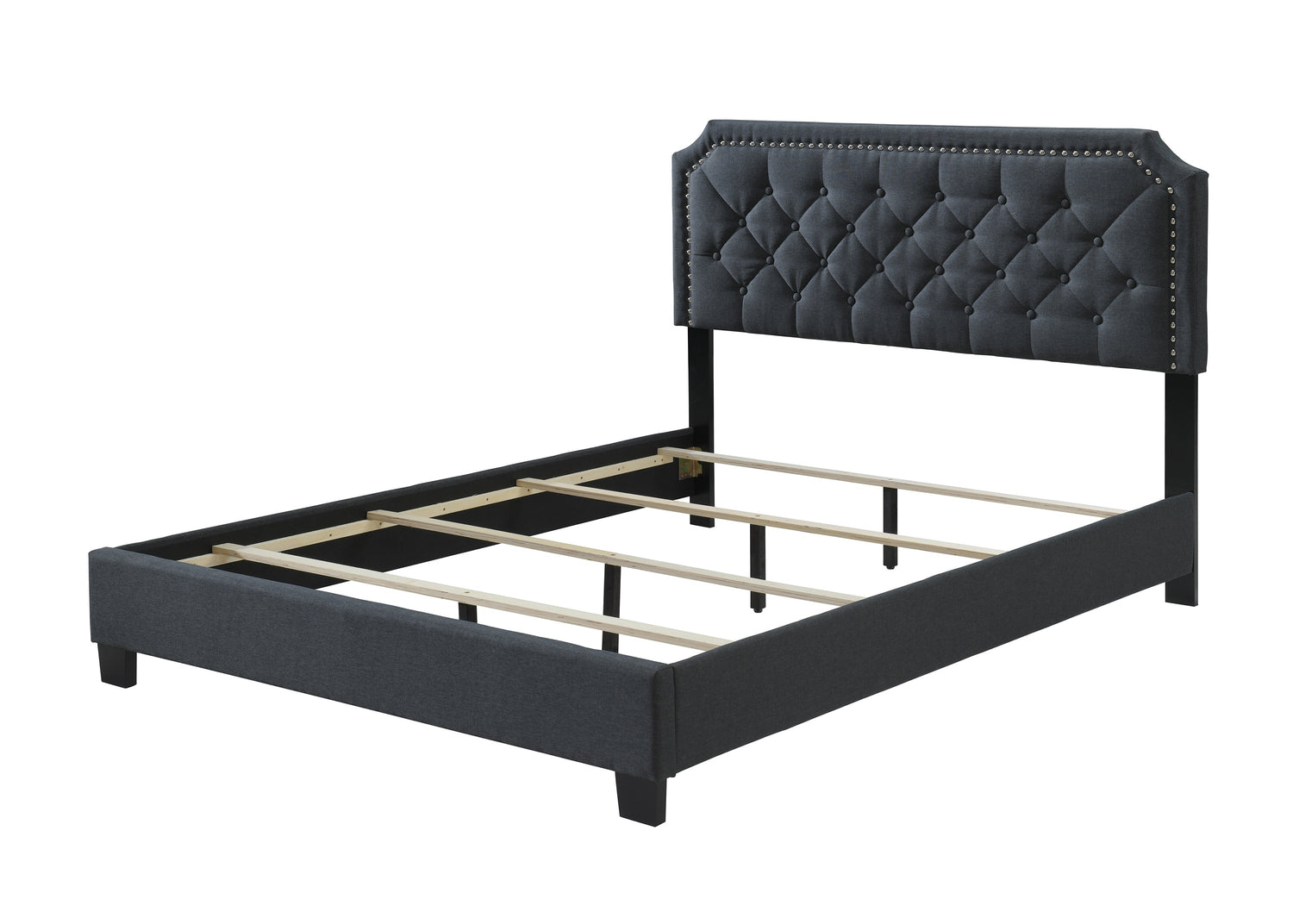 Gerri Charcoal King Upholstered Panel Bed - SET | 5090-K-HBFB-NH | 5090-KQ-RAIL - Bien Home Furniture &amp; Electronics