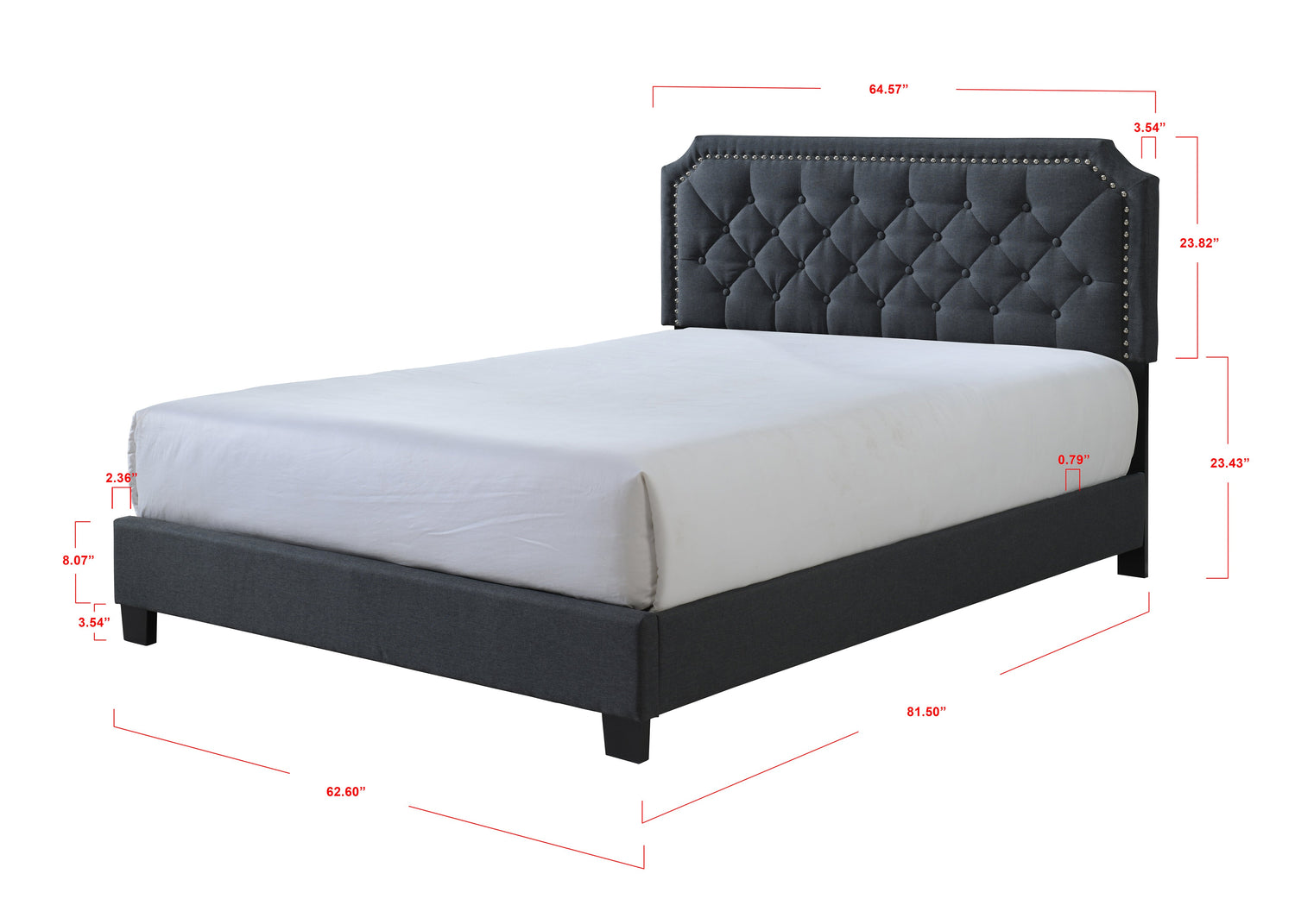 Gerri Charcoal King Upholstered Panel Bed - SET | 5090-K-HBFB-NH | 5090-KQ-RAIL - Bien Home Furniture &amp; Electronics