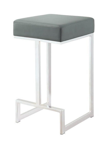 Gervase Gray/Chrome Square Counter Height Stool - 105252 - Bien Home Furniture &amp; Electronics