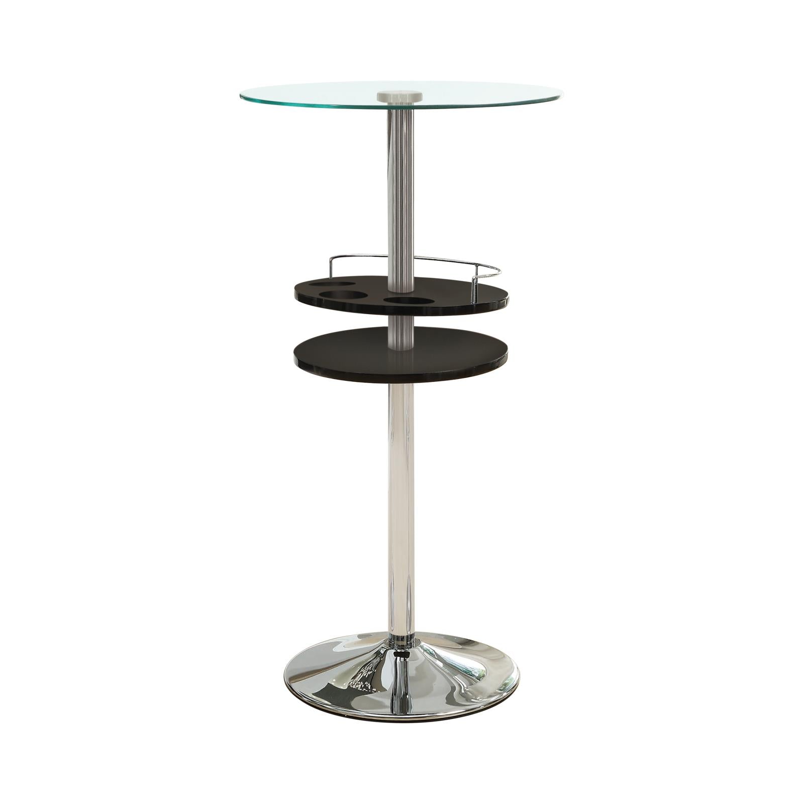 Gianella Black/Chrome Glass Top Bar Table with Wine Storage - 120715 - Bien Home Furniture &amp; Electronics