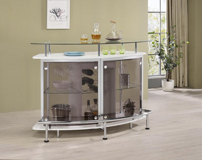 Gideon Crescent Shaped Glass Top Bar Unit with Drawer - 182235 - Bien Home Furniture &amp; Electronics