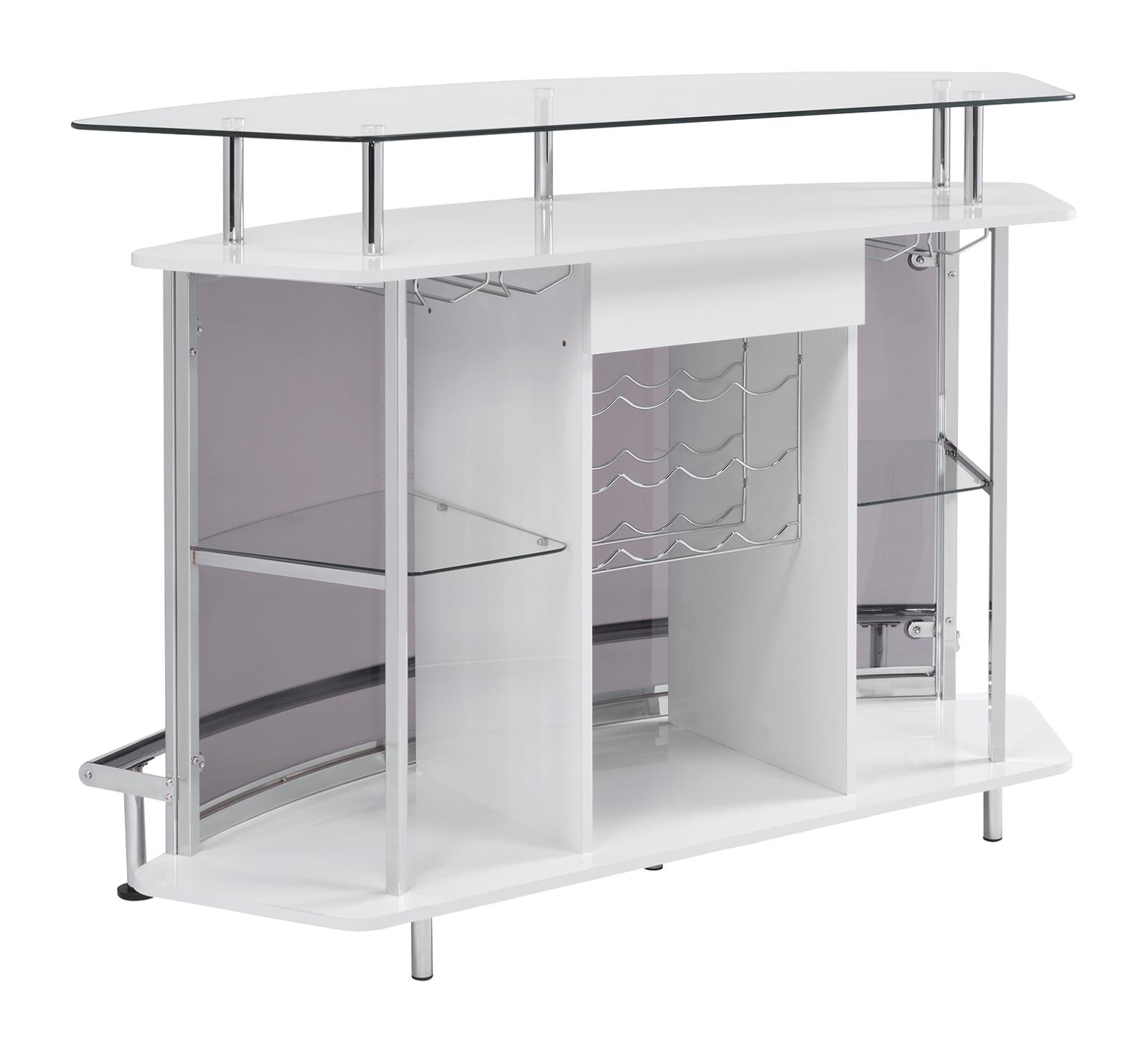 Gideon Crescent Shaped Glass Top Bar Unit with Drawer - 182235 - Bien Home Furniture &amp; Electronics