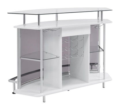 Gideon Crescent Shaped Glass Top Bar Unit with Drawer - 182235 - Bien Home Furniture &amp; Electronics