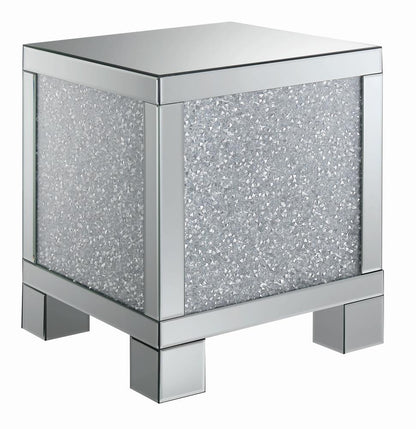 Gillian Square End Table Silver/Clear Mirror - 722497 - Bien Home Furniture &amp; Electronics