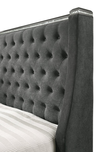 Giovani Gray King Upholstered Panel Bed - SET | B7900-K-HB | B7900-K-FB | B7900-KQ-RAIL - Bien Home Furniture &amp; Electronics