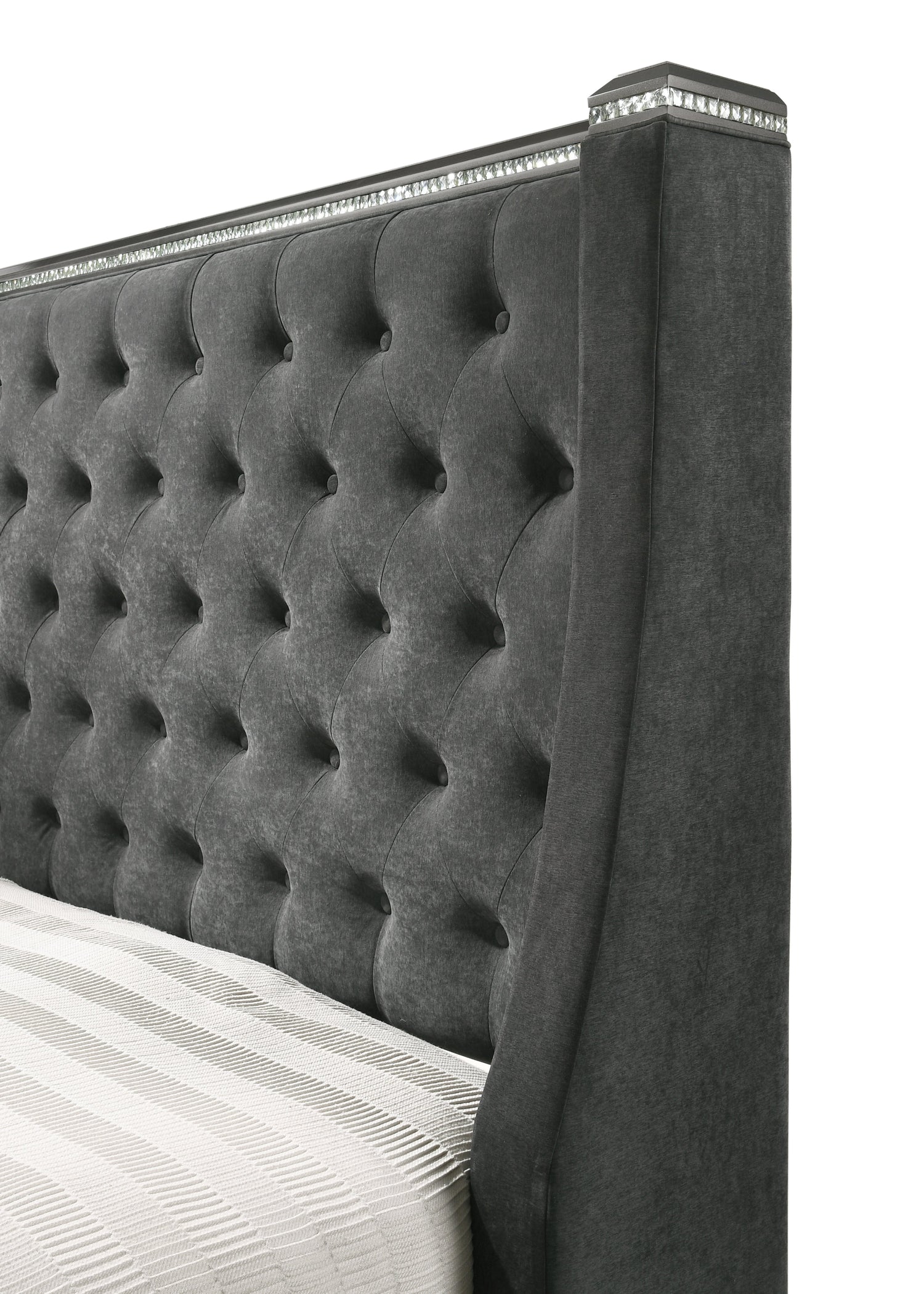 Giovani Gray Queen Upholstered Panel Bed - SET | B7900-Q-HB | B7900-Q-FB | B7900-KQ-RAIL - Bien Home Furniture &amp; Electronics