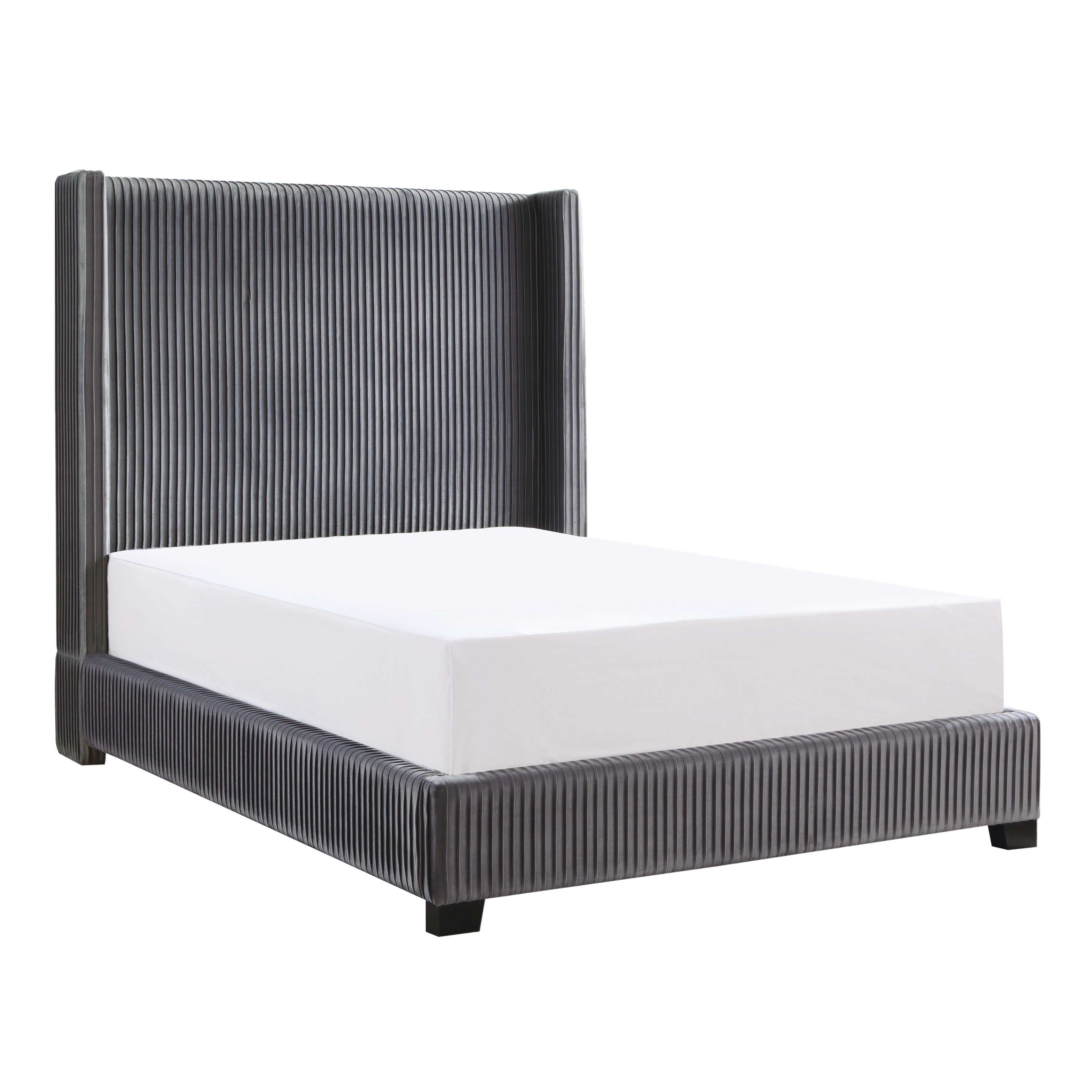 Glenbury Dark Gray Velvet Upholstered California King Bed - 1547K-1CK - Bien Home Furniture &amp; Electronics