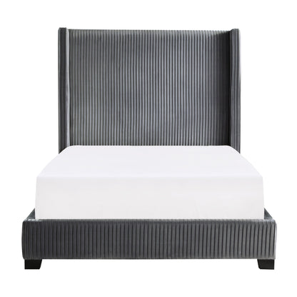 Glenbury Dark Gray Velvet Upholstered California King Bed - 1547K-1CK - Bien Home Furniture &amp; Electronics