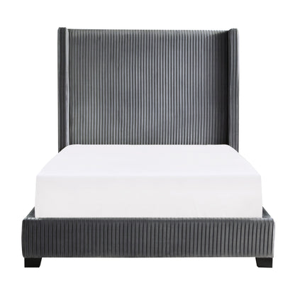 Glenbury Dark Gray Velvet Upholstered Full Bed - 1547F-1 - Bien Home Furniture &amp; Electronics