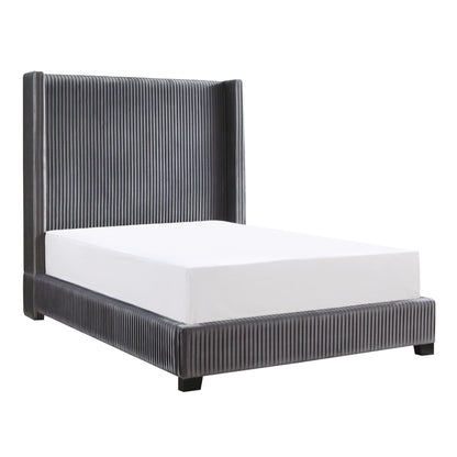 Glenbury Dark Gray Velvet Upholstered King Bed - 1547K-1EK - Bien Home Furniture &amp; Electronics