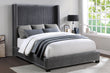 Glenbury Dark Gray Velvet Upholstered Queen Bed - 1547-1 - Bien Home Furniture & Electronics