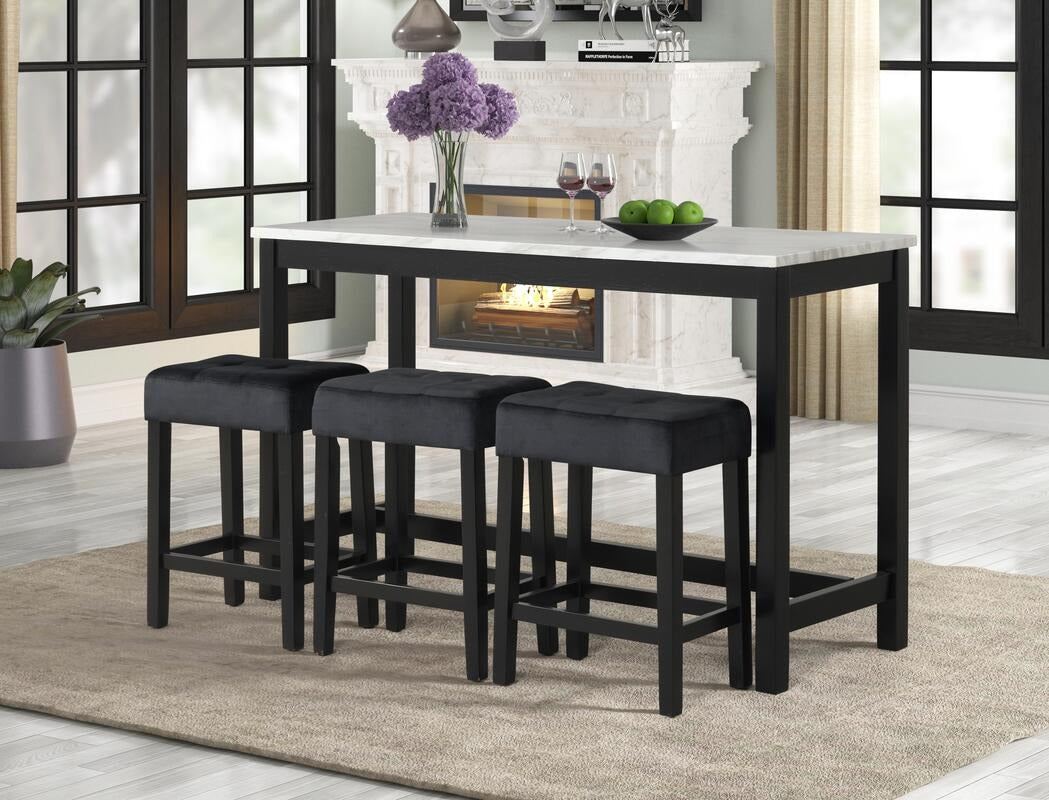 Gloria Black 4-Piece Counter Height Set - Gloria Black - Bien Home Furniture &amp; Electronics
