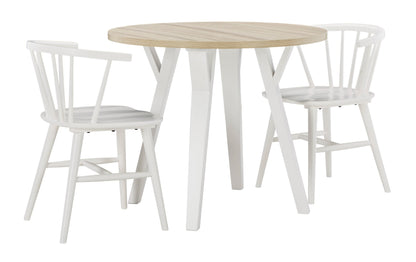 Grannen White 3-Piece Round Dining Set - SET | D407-15 | D407-01 - Bien Home Furniture &amp; Electronics