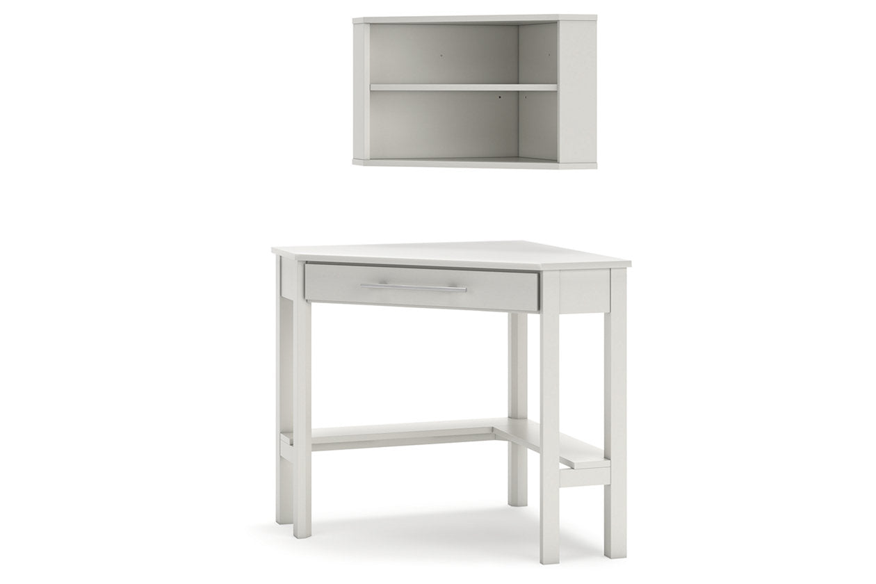 Grannen White Home Office Corner Desk with Bookcase - SET | H207-22 | H207-22H - Bien Home Furniture &amp; Electronics