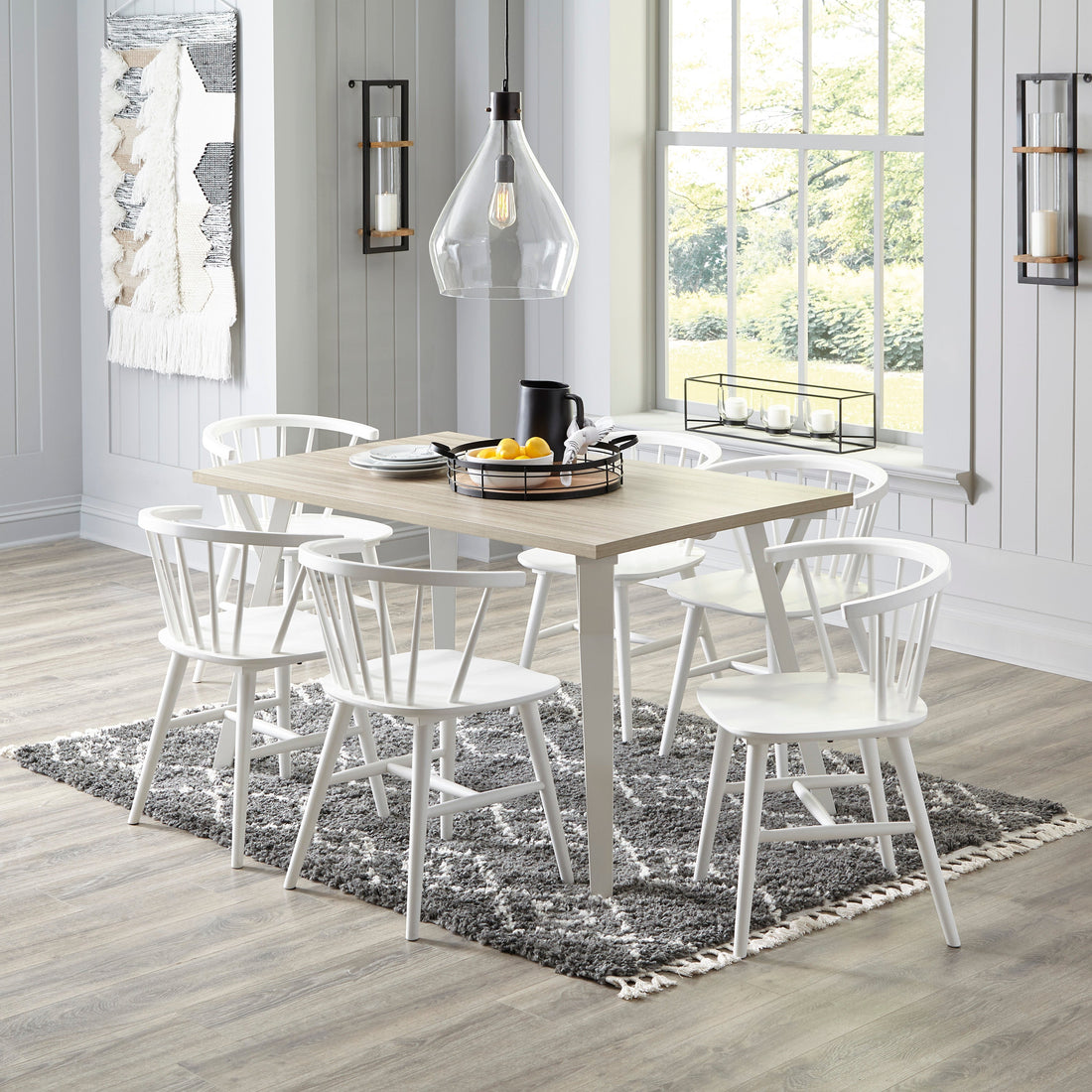 Grannen White Rectangular Dining Set - SET | D407-25 | D407-01(2) - Bien Home Furniture &amp; Electronics