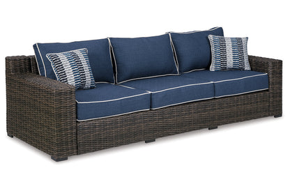 Grasson Lane Brown/Blue Sofa with Cushion - P783-838 - Bien Home Furniture &amp; Electronics