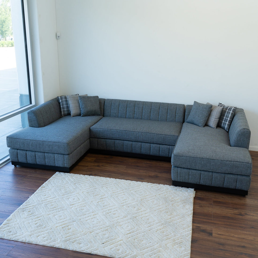 Grayson Linen Gray Double Chaise Sectional - GRAYSONGRAY-SEC - Bien Home Furniture &amp; Electronics