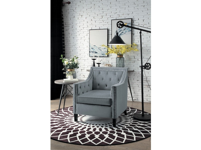 Graziso Gray Velvet Accent Chair - 1297GY-1NN - Bien Home Furniture &amp; Electronics