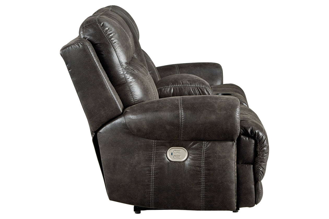 Grearview Charcoal Power Reclining Loveseat with Console - 6500518 - Bien Home Furniture &amp; Electronics