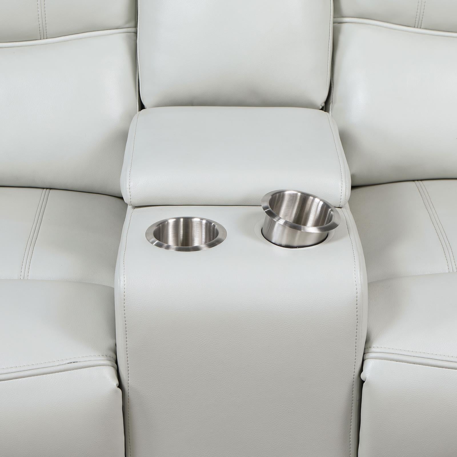 Greenfield 2-piece Upholstered Power Reclining Sofa Set Ivory - 610261P-S2 - Bien Home Furniture &amp; Electronics