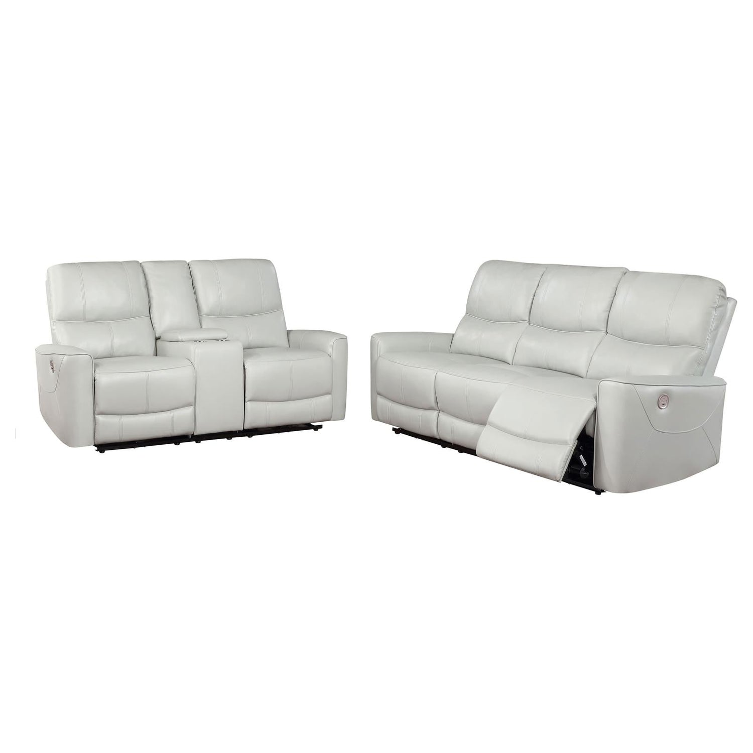 Greenfield 2-piece Upholstered Power Reclining Sofa Set Ivory - 610261P-S2 - Bien Home Furniture &amp; Electronics