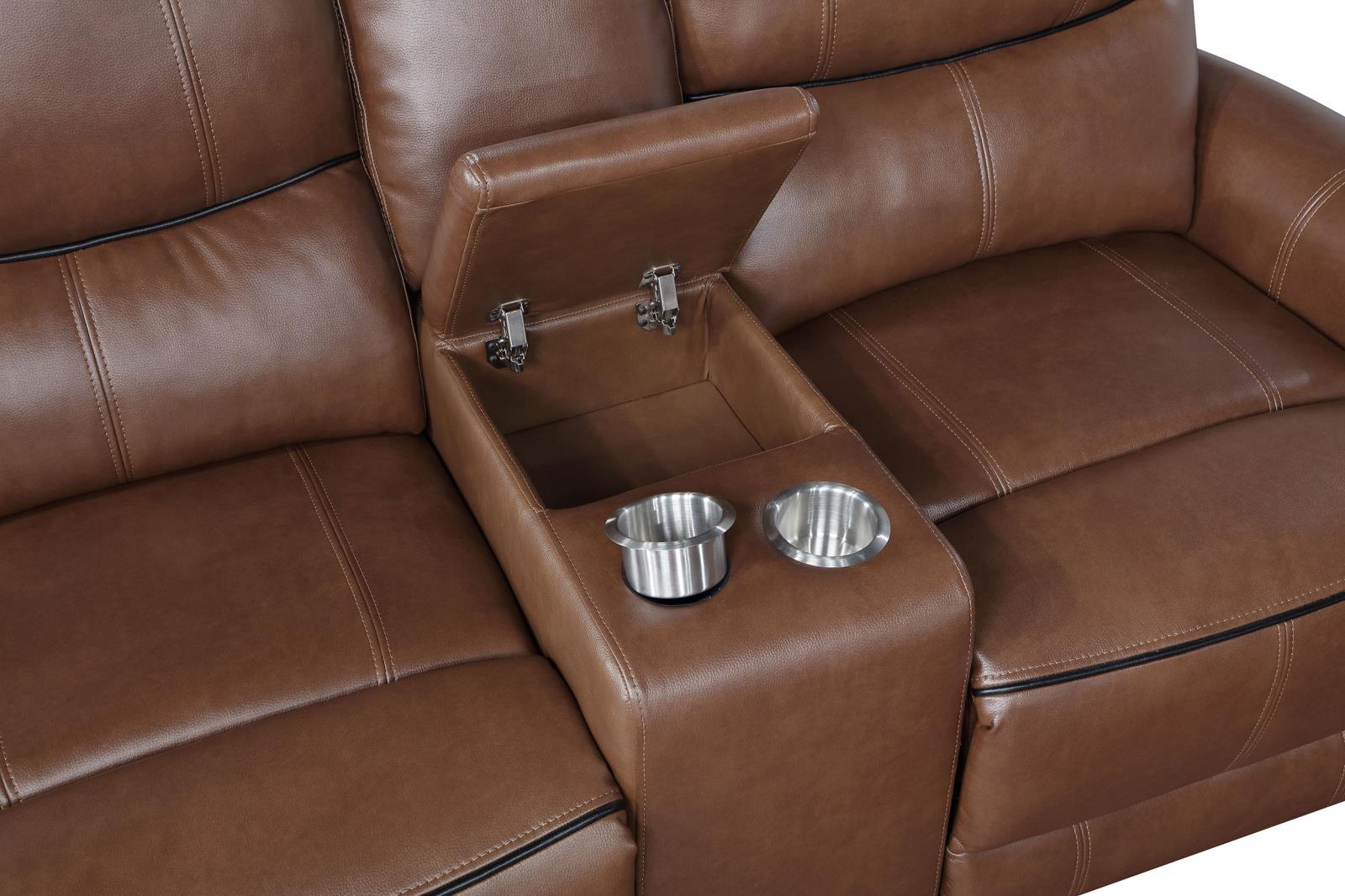Greenfield 2-piece Upholstered Power Reclining Sofa Set Saddle Brown - 610264P-S2 - Bien Home Furniture &amp; Electronics