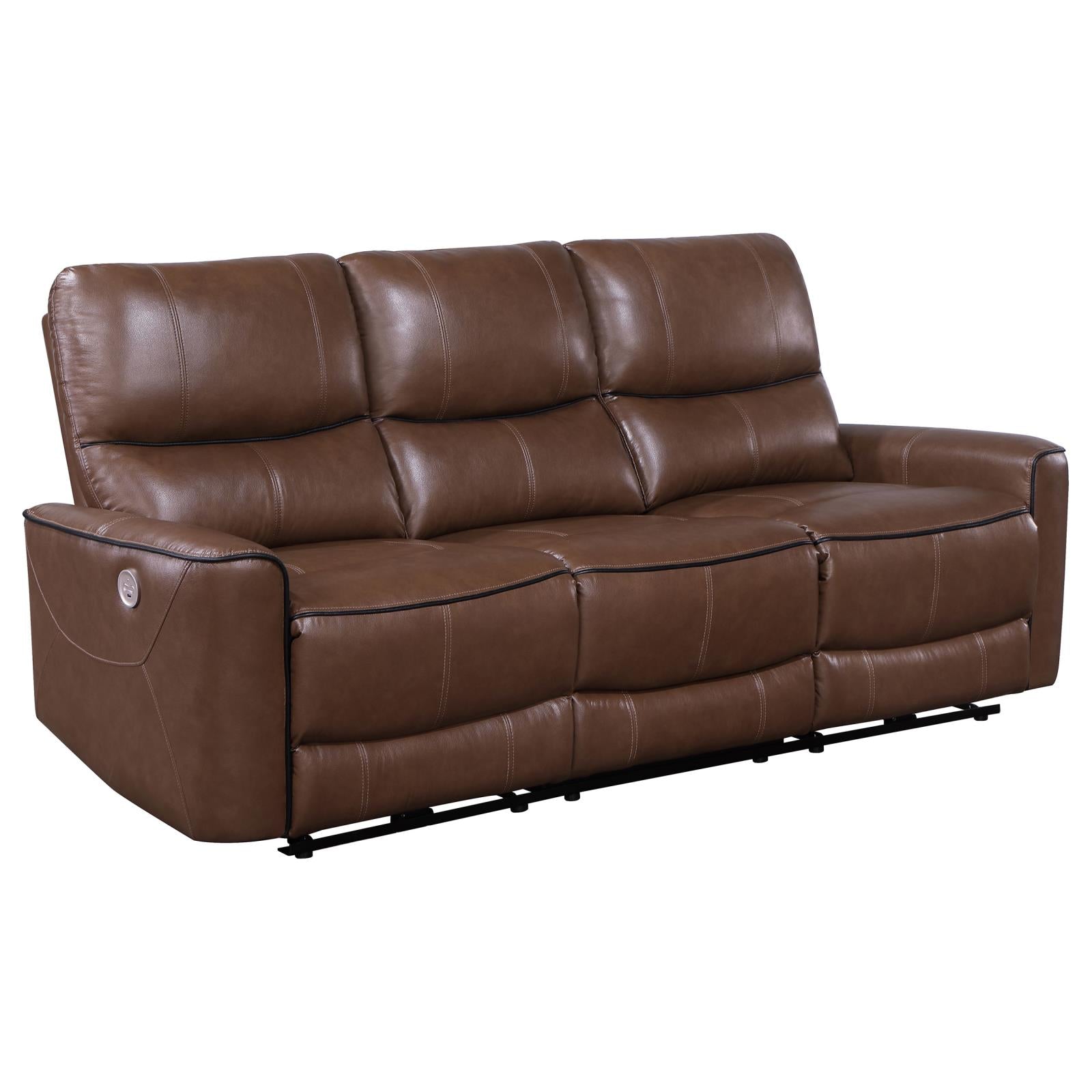 Greenfield 2-piece Upholstered Power Reclining Sofa Set Saddle Brown - 610264P-S2 - Bien Home Furniture &amp; Electronics